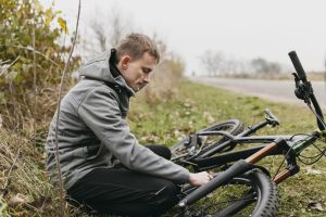 full shot man riding bike